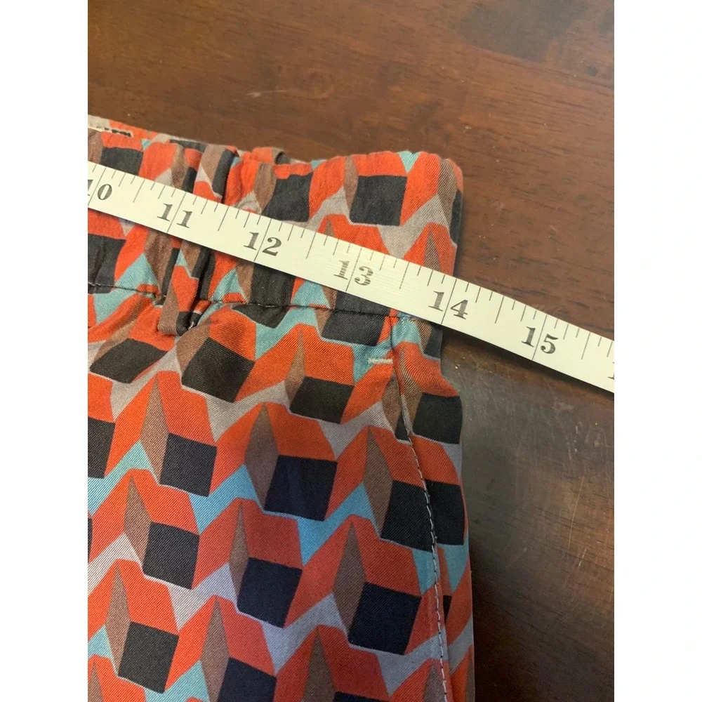 J. Crew Collection  Silk Wide Leg Pants Size 2‎ Geometric Print Cropped